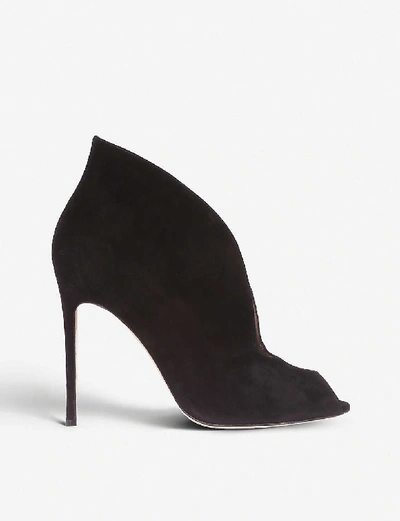 Shop Gianvito Rossi Women's Black Vamp 105 Suede Heeled Ankle Boots, Size: Eur 37 / 4 Uk Women