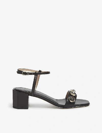 Shop Claudie Pierlot Abbey Gem-embellished Leather Sandals