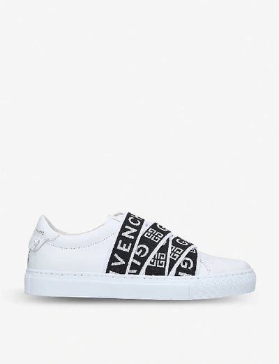 Shop Givenchy Logo-tape Leather Trainers In Blk/white