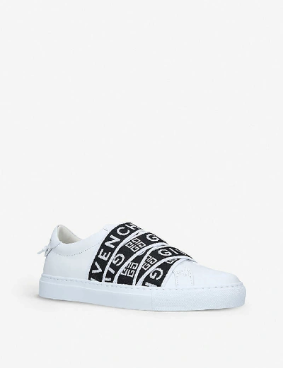 Shop Givenchy Logo-tape Leather Trainers In Blk/white