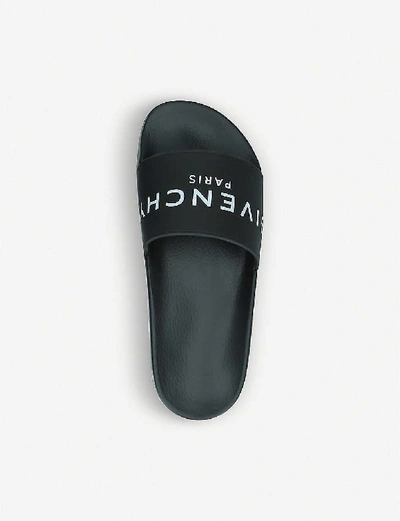 Shop Givenchy Women's Black Logo-detail Rubber Sliders