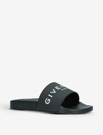 Shop Givenchy Womens Black Logo-detail Rubber Sliders