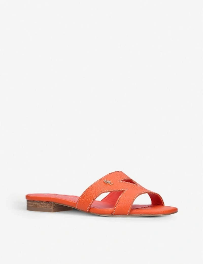 Shop Kurt Geiger Odina Cut-out Leather Sandals In Orange