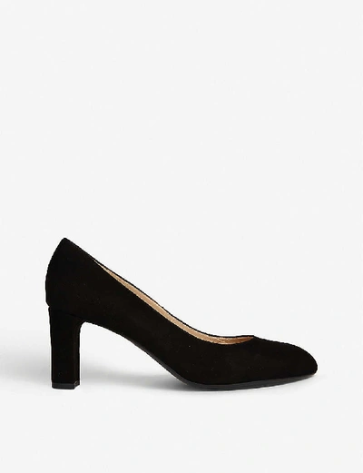 Shop Lk Bennett Women's Bla-black Winola Block-heel Suede Courts