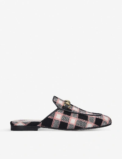 Shop Gucci Princetown Tweed Mules In Pink Comb