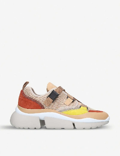 Shop Chloé Sonnie Colour-block Low-top Trainers In Nude
