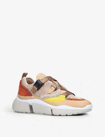 Shop Chloé Sonnie Colour-block Low-top Trainers In Nude