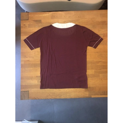 Pre-owned Prada Silk T-shirt In Burgundy