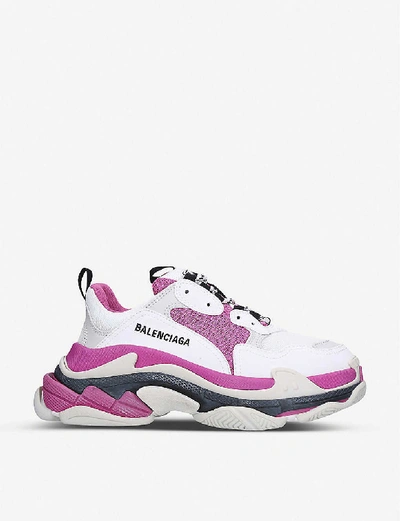 Shop Balenciaga Triple S Suede And Mesh Trainers In White/comb