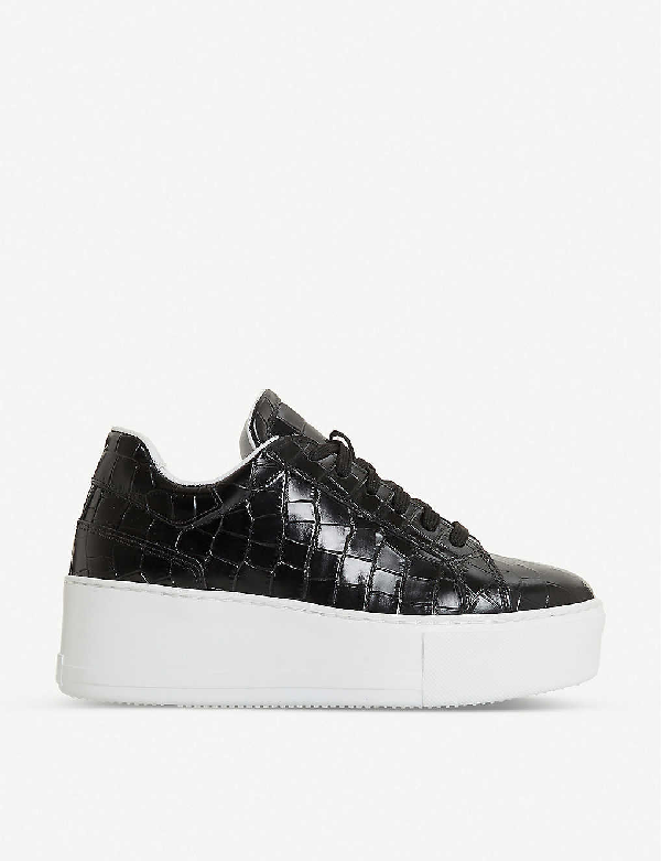 black leather flatform trainers