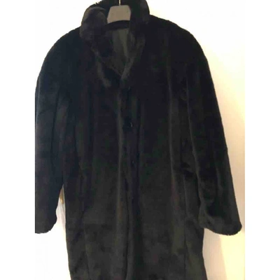 Pre-owned Aspesi Faux Fur Coat In Black
