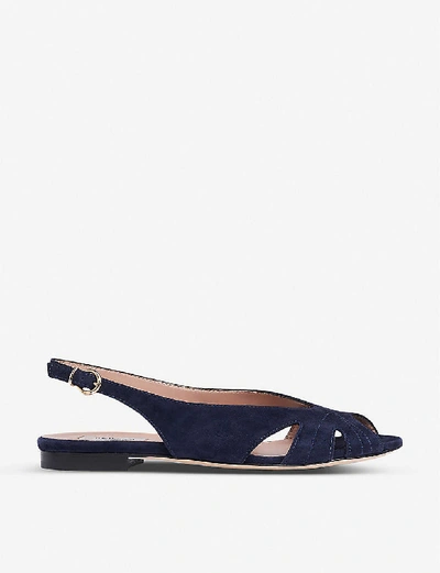 Shop Lk Bennett Rome Cut-out Leather Slingback Sandals In Blu-navy