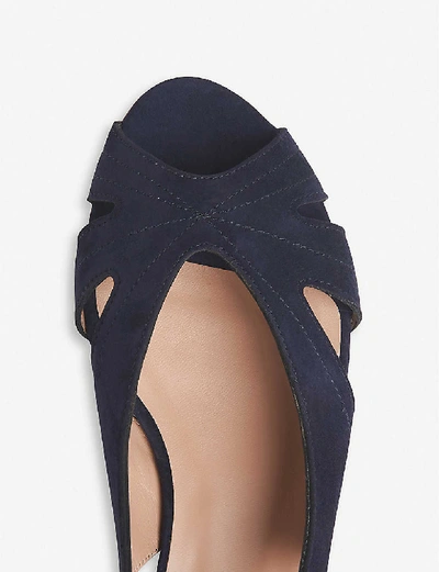 Shop Lk Bennett Rome Cut-out Leather Slingback Sandals In Blu-navy