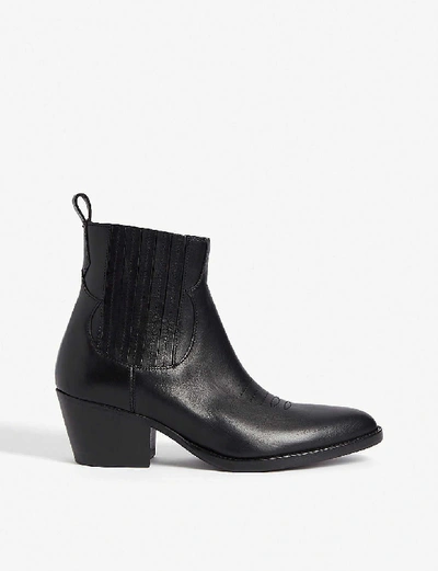 Shop Maje Womens Black Farwest Leather Cowboy Boots 4