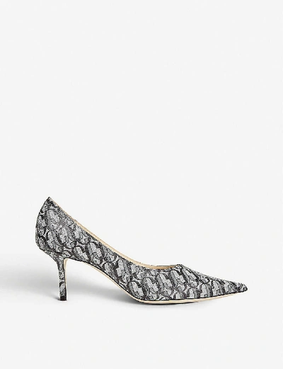 Shop Jimmy Choo Love 65 Glitter-leather Courts In Silver/black