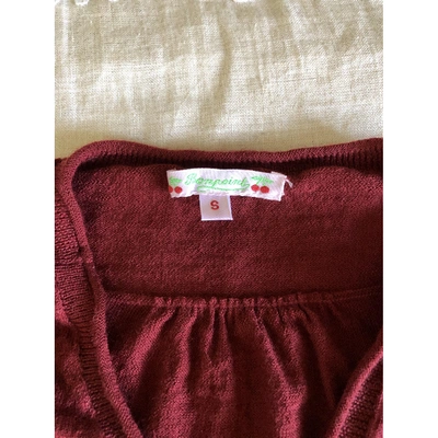 Pre-owned Bonpoint Wool Cardigan In Burgundy