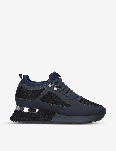 Shop Mallet Diver Leather And Mesh Trainers In Navy