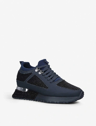 Shop Mallet Diver Leather And Mesh Trainers In Navy