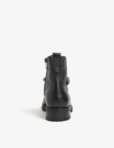 Shop Jimmy Choo Women's Black Cruz Embellished Leather Ankle Boots
