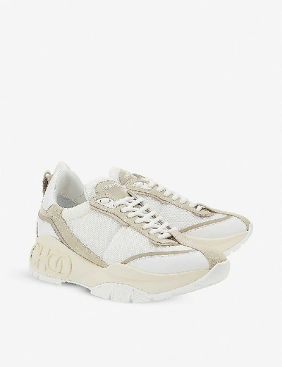 Shop Jimmy Choo Raine Suede, Mesh And Leather Trainers In White/moon