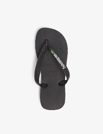 Shop Havaianas Brazil Logo Rubber Flip-flops In Black/black