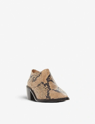 Shop Dune Cropped Western Leather Ankle Boot In Naturl-rept-print-leathe