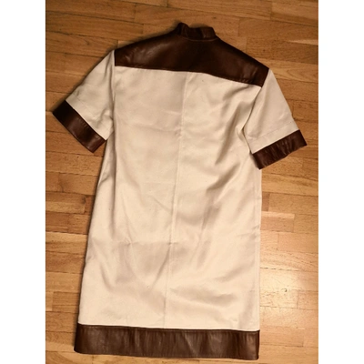 Pre-owned Bally Leather Mid-length Dress In Beige