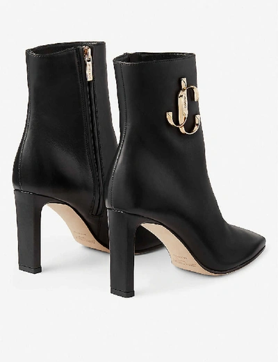 Shop Jimmy Choo Minori 85 Leather Heeled Ankle Boots In Black