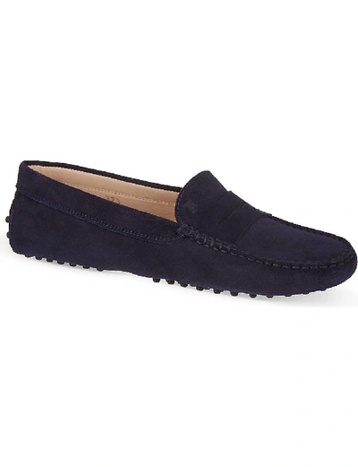 Shop Tod's Gommino Suede Driving Shoes In Blue/dark