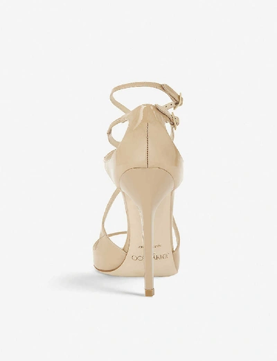 Shop Jimmy Choo Lance 115 Patent-leather Heeled Sandals In Nude