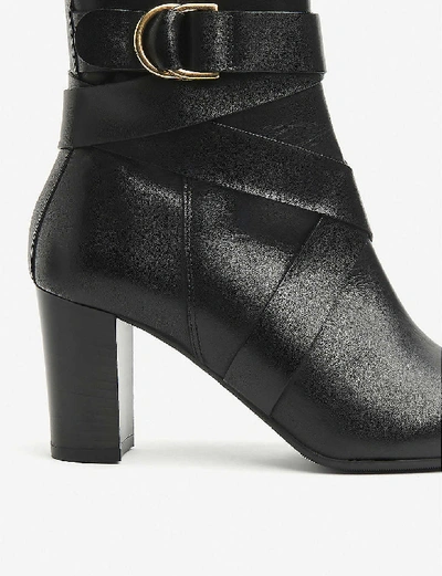 Shop Lk Bennett Raya Wraparound-detail Leather Ankle Boots In Bla-black