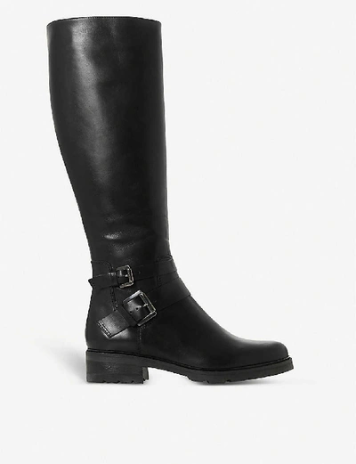 Shop Dune Knee-high Leather Boots In Black-leather