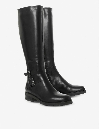 Shop Dune Knee-high Leather Boots In Black-leather