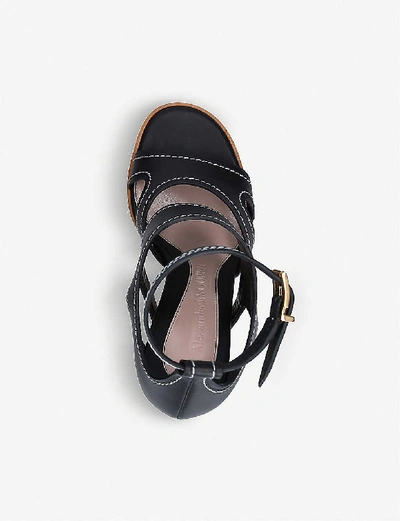 Shop Alexander Mcqueen Womens Black/comb No.13 Sculptural Leather Wedge Sandals 5