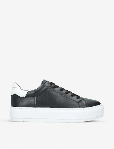 Shop Kurt Geiger London Womens Black Laney Leather Platform Trainers