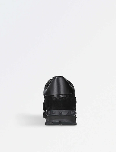 Shop Valentino Garavani Women's Black Camouflage-print Leather Trainers