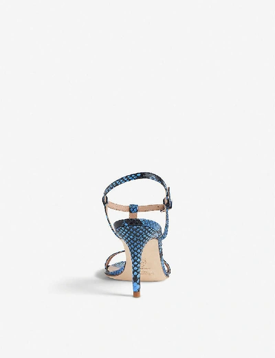 Shop Lk Bennett North Snake-embossed Leather Heeled Sandals In Blu-cobalt