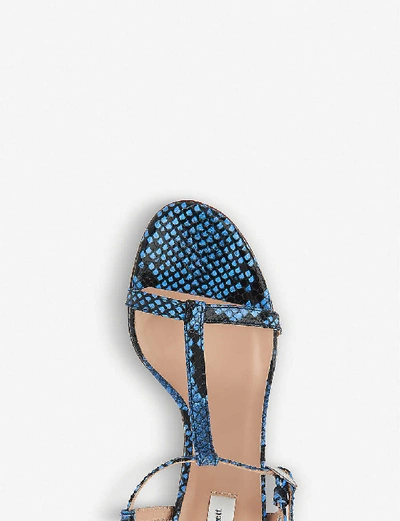 Shop Lk Bennett North Snake-embossed Leather Heeled Sandals In Blu-cobalt