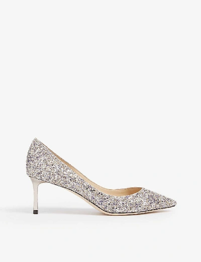 Shop Jimmy Choo Romy 60 Glittered Courts In Platinum Mix