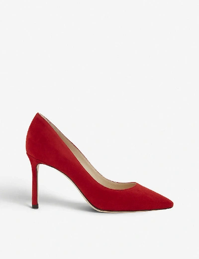 Shop Jimmy Choo Romy 85 Suede Courts In Red