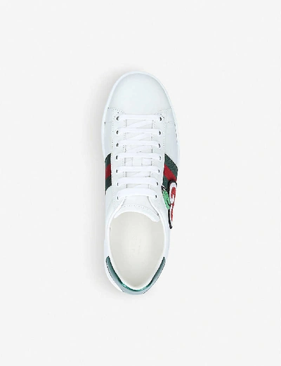 Shop Gucci Women's New Ace Apple-print Leather Trainers