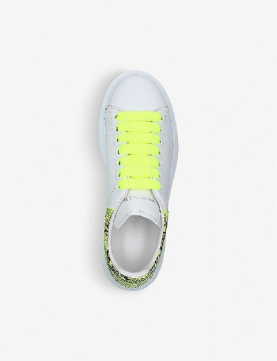 Shop Alexander Mcqueen Runway Neon Python-embossed Leather Trainers