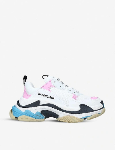 Shop Balenciaga Triple S Suede And Mesh Trainers In Pink+comb