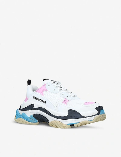 Shop Balenciaga Triple S Suede And Mesh Trainers In Pink+comb