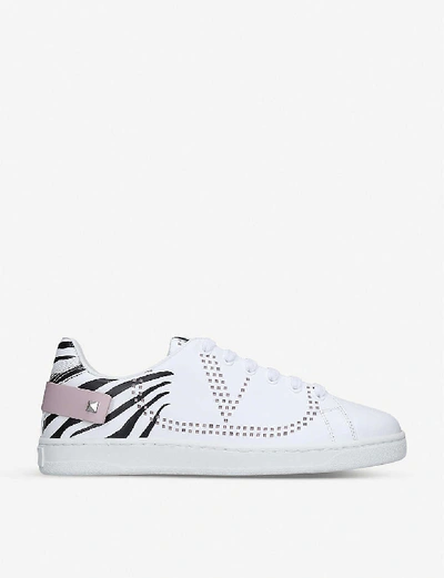 Shop Valentino Backnet Perforated Leather Trainers