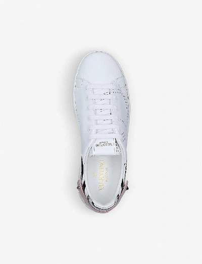 Shop Valentino Backnet Perforated Leather Trainers