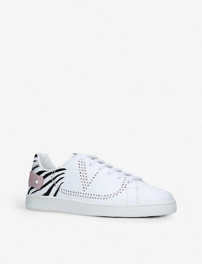 Shop Valentino Backnet Perforated Leather Trainers