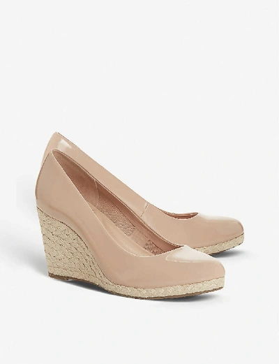 Shop Dune Annabella Patent-leather Espadrille Wedge Sandals In Nude-patent Synthetic