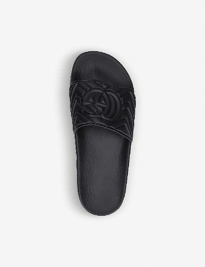 Shop Gucci Pursuit Quilted Matelassé Rubber Sliders In Black