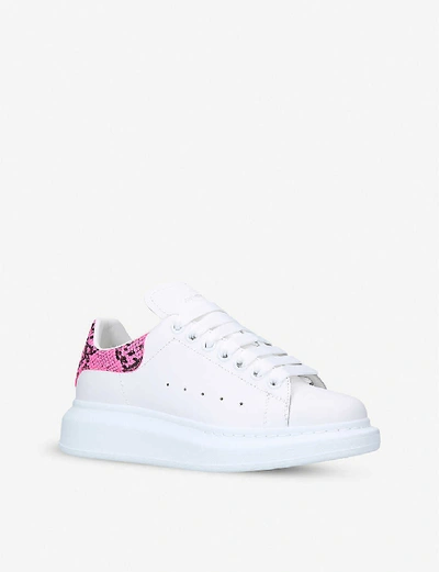 Shop Alexander Mcqueen Runway Python-embossed Leather Platform Trainers In Pink+comb